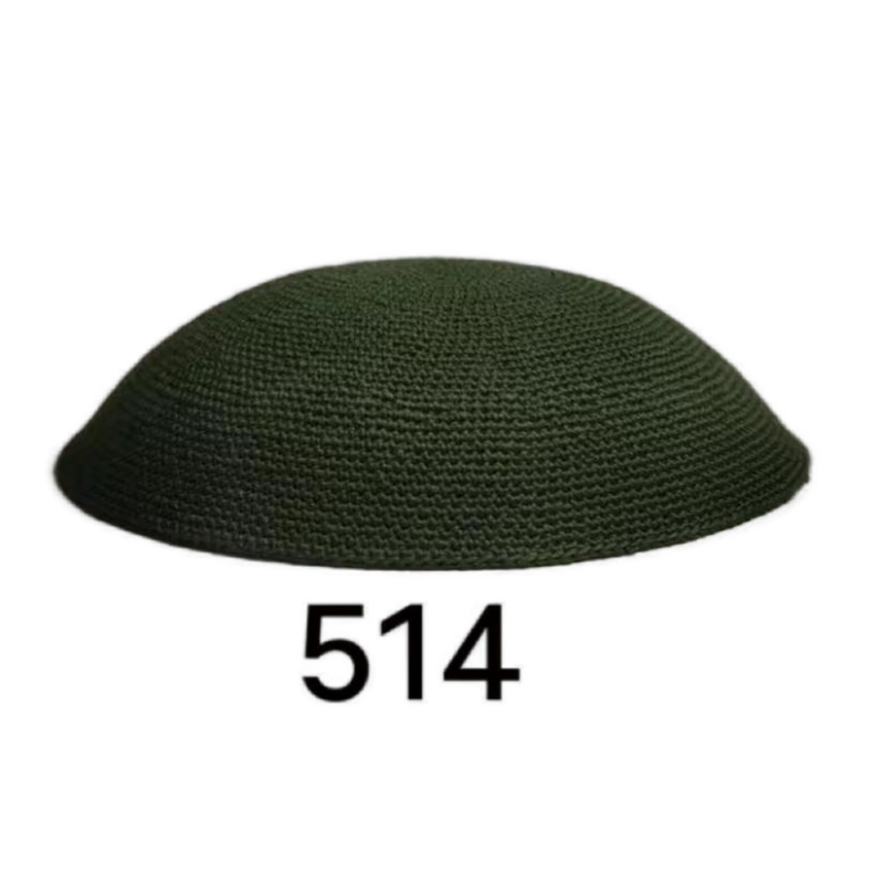 Factory custom fine dark green knit Kippah, 100% cotton DMC hand-woven Kippah hat, DMC Kippah Yamaka Kippa Yarmulke skull hat