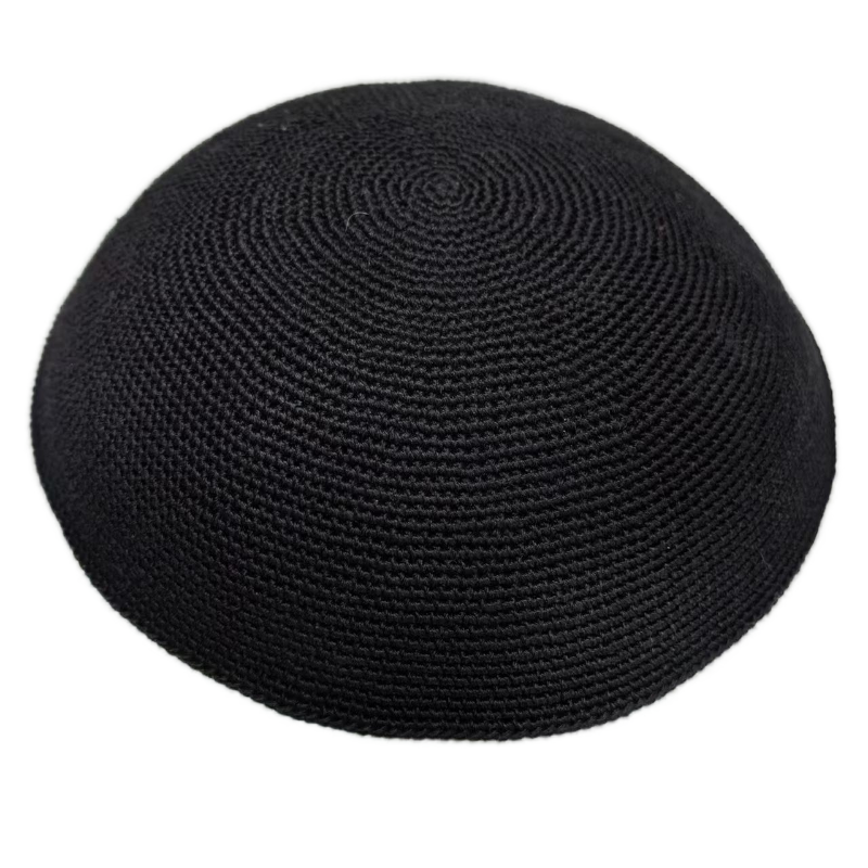 Factory custom fine black knit Kippah, 100% cotton DMC hand-woven Kippah hat, DMC Kippah Yamaka Kippa Yarmulke skull hat