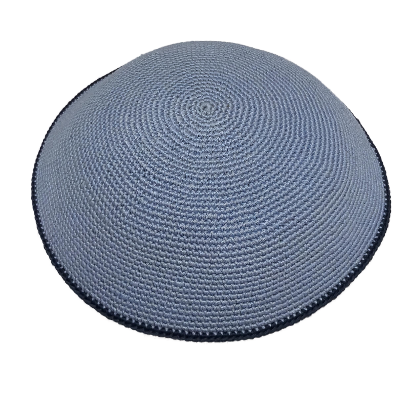 Factory custom fine blue knit Kippah, 100% cotton DMC hand-woven Kippah hat, DMC Kippah Yamaka Kippa Yarmulke skull hat