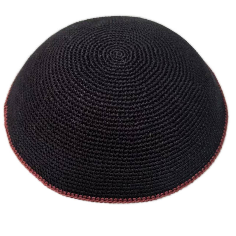 Factory custom fine  black knit Kippah, 100% cotton DMC hand-woven Kippah hat, DMC Kippah Yamaka Kippa Yarmulke skull hat