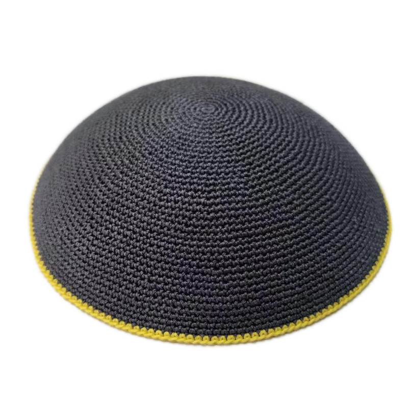 Factory custom fine blue knit Kippah, 100% cotton DMC hand-woven Kippah hat, DMC Kippah Yamaka Kippa Yarmulke skull hat