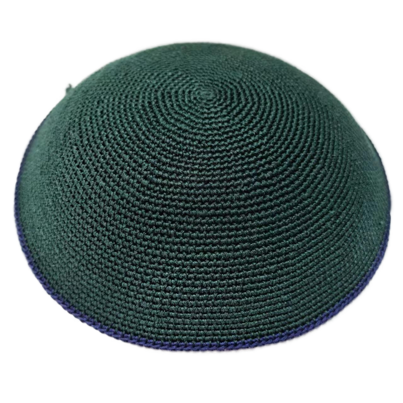 Factory custom fine green knit Kippah, 100% cotton DMC hand-woven Kippah hat, DMC Kippah Yamaka Kippa Yarmulke skull hat