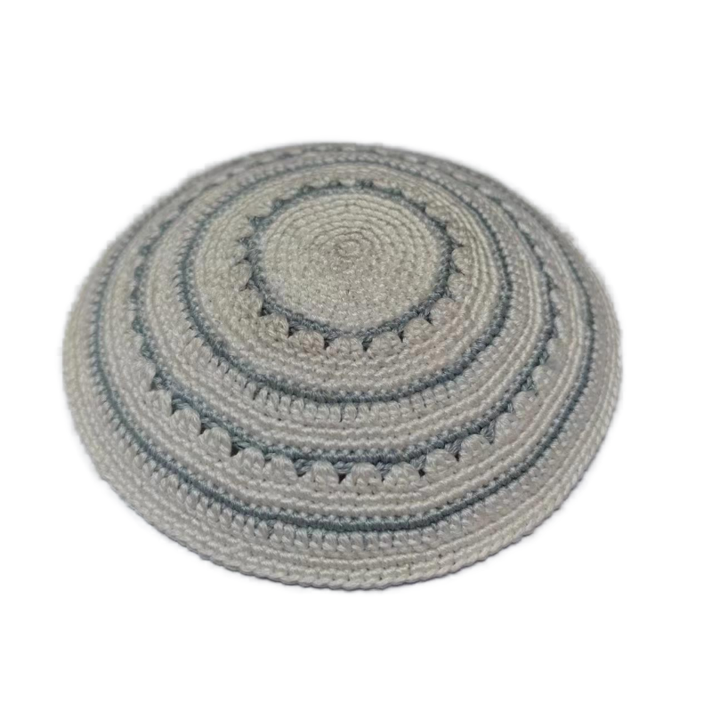 Factory custom fine gray  knit Kippah, 100% cotton DMC hand-woven Kippah hat, DMC Kippah Yamaka Kippa Yarmulke skull hat