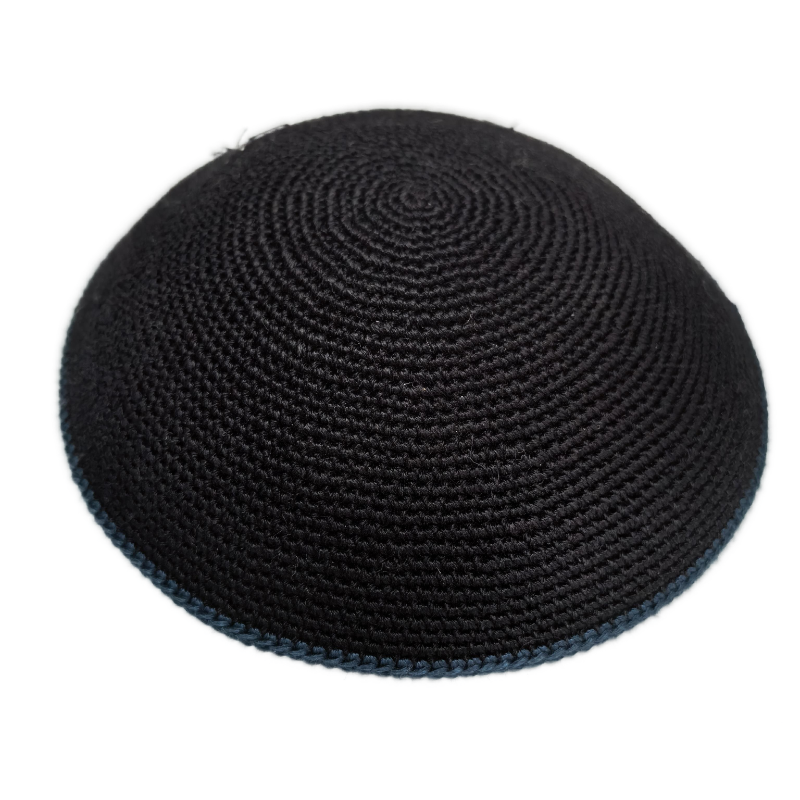 Factory custom fine black knit Kippah, 100% cotton DMC hand-woven Kippah hat, DMC Kippah Yamaka Kippa Yarmulke skull hat
