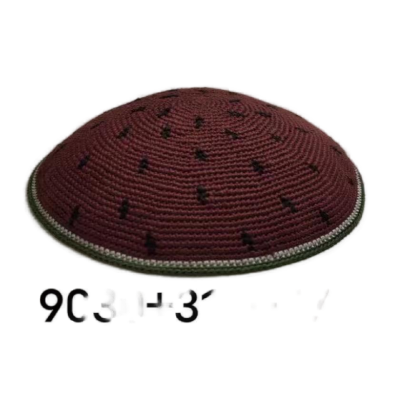 Factory custom fine dark red knit Kippah, 100% cotton DMC hand-woven Kippah hat, DMC Kippah Yamaka Kippa Yarmulke skull hat