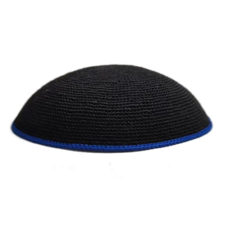 Factory custom fine black knit Kippah, 100% cotton DMC hand-woven Kippah hat, DMC Kippah Yamaka Kippa Yarmulke skull hat
