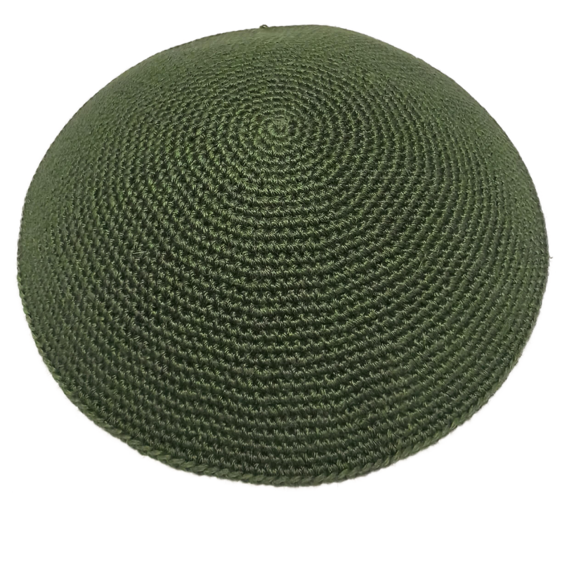 Factory custom fine green knit Kippah, 100% cotton DMC hand-woven Kippah hat, DMC Kippah Yamaka Kippa Yarmulke skull hat