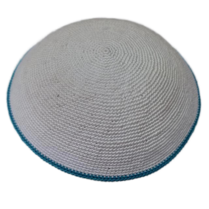 Factory custom fine gray  knit Kippah, 100% cotton DMC hand-woven Kippah hat, DMC Kippah Yamaka Kippa Yarmulke skull hat