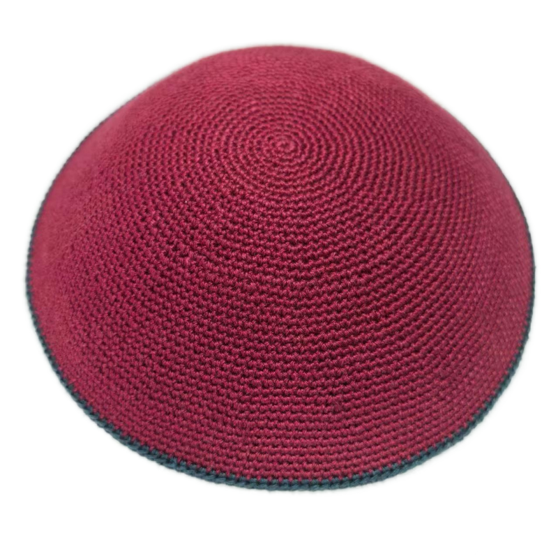 Factory custom fine pink knit Kippah, 100% cotton DMC hand-woven Kippah hat, DMC Kippah Yamaka Kippa Yarmulke skull hat