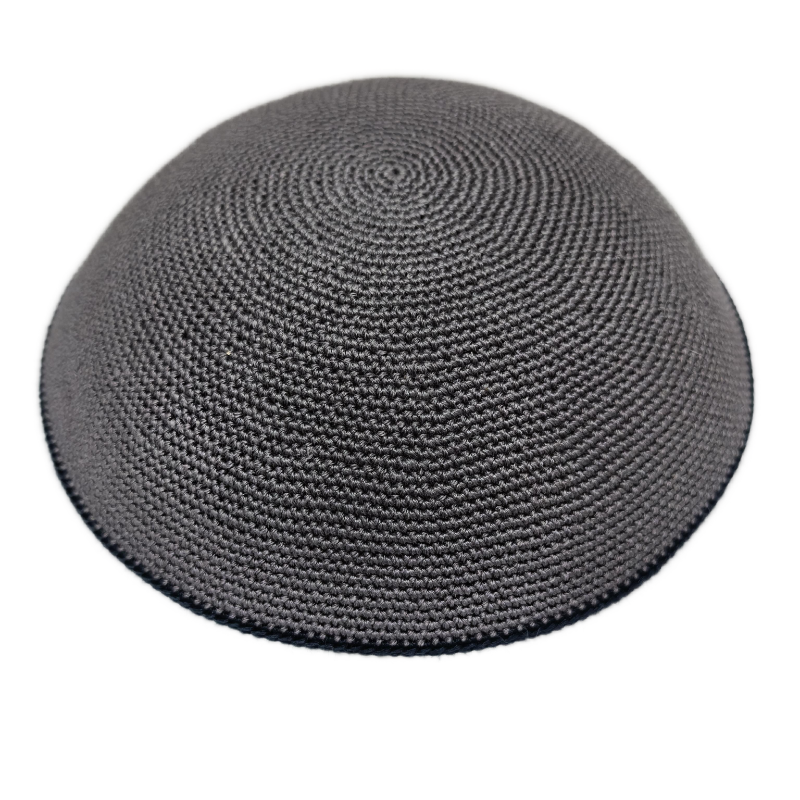 Factory custom fine gray black knit Kippah, 100% cotton DMC hand-woven Kippah hat, DMC Kippah Yamaka Kippa Yarmulke skull hat