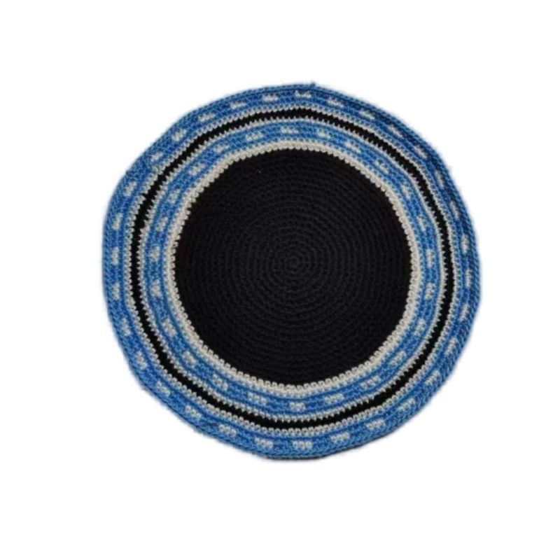 Factory custom fine colorful knit Kippah, 100% cotton DMC hand-woven Kippah hat, DMC Kippah Yamaka Kippa Yarmulke skull hat
