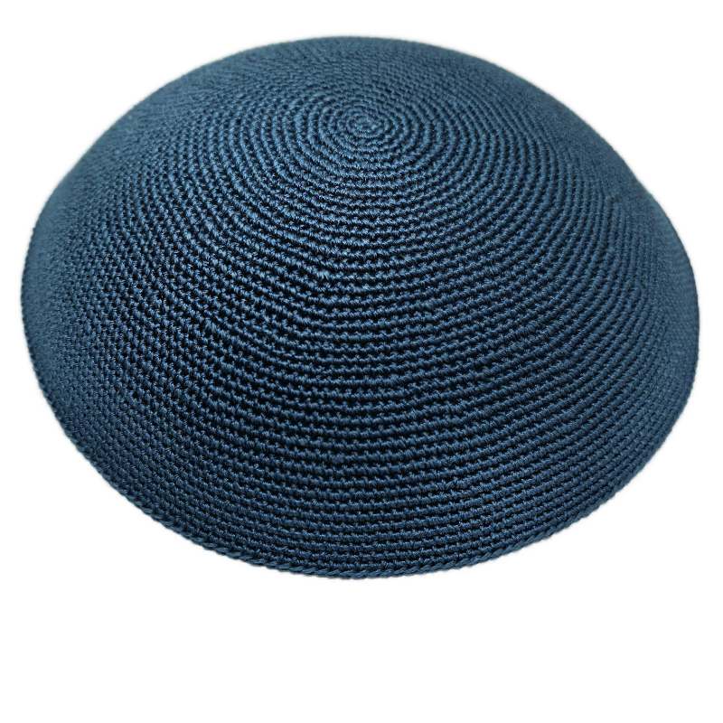 Factory custom fine blue knit Kippah, 100% cotton DMC hand-woven Kippah hat, DMC Kippah Yamaka Kippa Yarmulke skull hat