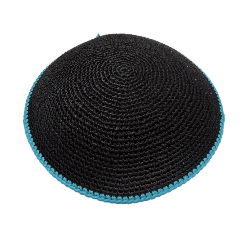 Factory custom fine black knit Kippah, 100% cotton DMC hand-woven Kippah hat, DMC Kippah Yamaka Kippa Yarmulke skull hat