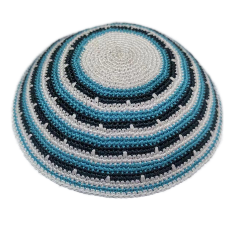 Factory custom fine colorful knit Kippah, 100% cotton DMC hand-woven Kippah hat, DMC Kippah Yamaka Kippa Yarmulke skull hat
