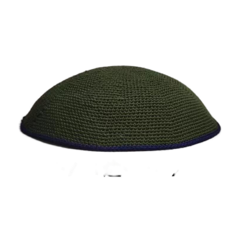 Factory custom fine green knit Kippah, 100% cotton DMC hand-woven Kippah hat, DMC Kippah Yamaka Kippa Yarmulke skull hat