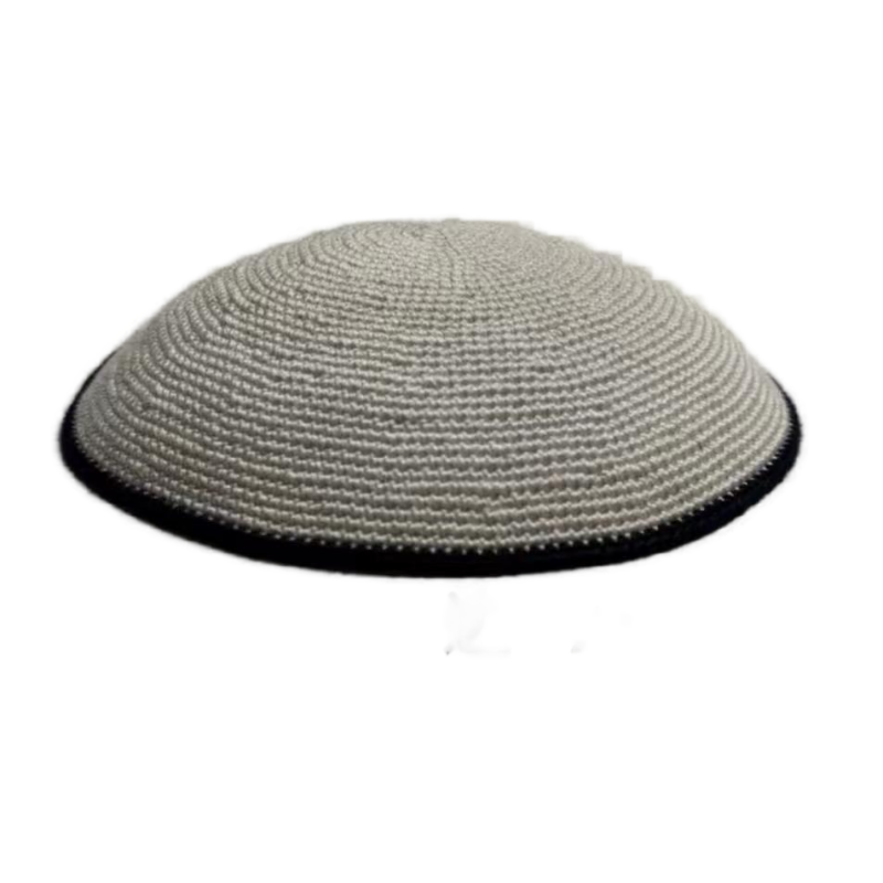 Factory custom fine gray knit Kippah, 100% cotton DMC hand-woven Kippah hat, DMC Kippah Yamaka Kippa Yarmulke skull hat