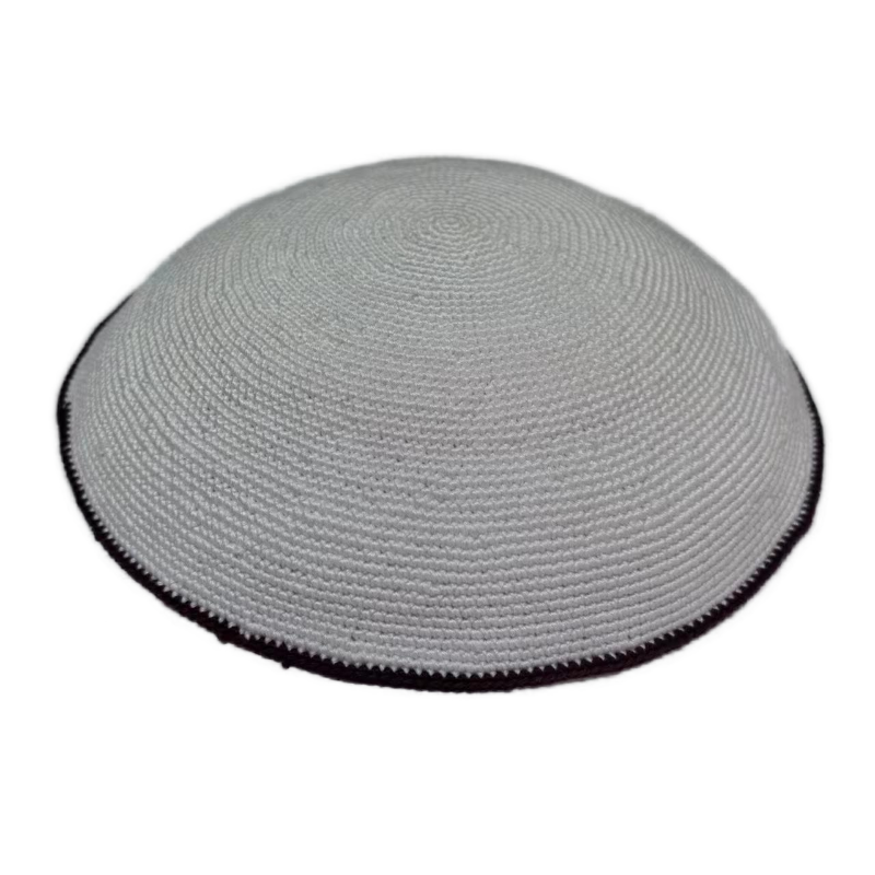 Factory custom fine gray  knit Kippah, 100% cotton DMC hand-woven Kippah hat, DMC Kippah Yamaka Kippa Yarmulke skull hat