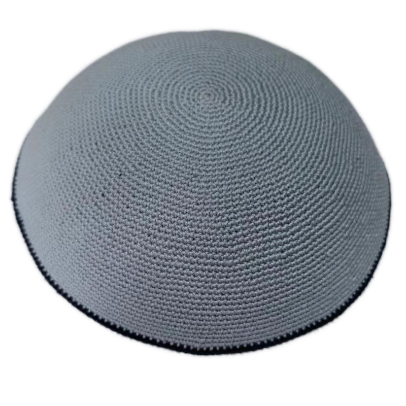 Factory custom fine light blue knit Kippah, 100% cotton DMC hand-woven Kippah hat, DMC Kippah Yamaka Kippa Yarmulke skull hat