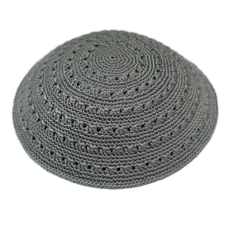 Factory custom fine gray  knit Kippah, 100% cotton DMC hand-woven Kippah hat, DMC Kippah Yamaka Kippa Yarmulke skull hat